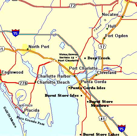 Port Charlotte Area Map in Florida